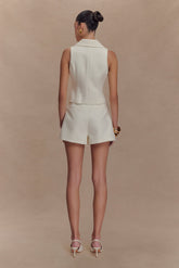 Alix Mixed Button Vest - Ivory